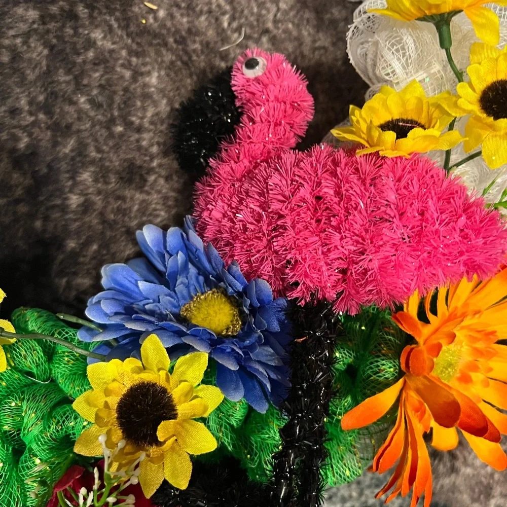 Handmade flamingo wreath